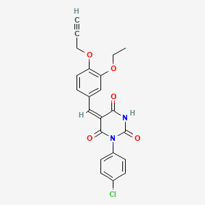 molecular formula C22H17ClN2O5 B5098381 1-(4-chlorophenyl)-5-[3-ethoxy-4-(2-propyn-1-yloxy)benzylidene]-2,4,6(1H,3H,5H)-pyrimidinetrione 