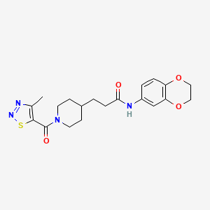 molecular formula C20H24N4O4S B5098390 N-(2,3-dihydro-1,4-benzodioxin-6-yl)-3-{1-[(4-methyl-1,2,3-thiadiazol-5-yl)carbonyl]-4-piperidinyl}propanamide 