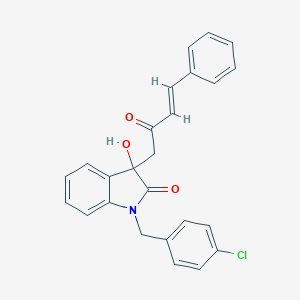 molecular formula C25H20ClNO3 B509846 1-(4-chlorobenzyl)-3-hydroxy-3-(2-oxo-4-phenyl-3-butenyl)-1,3-dihydro-2H-indol-2-one CAS No. 369398-14-1