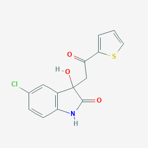 molecular formula C14H10ClNO3S B509848 5-chloro-3-hydroxy-3-[2-oxo-2-(thiophen-2-yl)ethyl]-1,3-dihydro-2H-indol-2-one CAS No. 355434-76-3