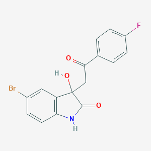 molecular formula C16H11BrFNO3 B509849 5-bromo-3-[2-(4-fluorophenyl)-2-oxoethyl]-3-hydroxy-1,3-dihydro-2H-indol-2-one CAS No. 258264-66-3