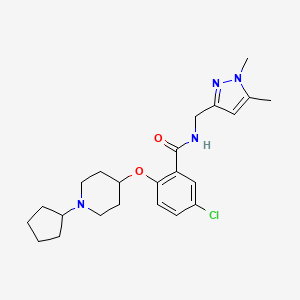 molecular formula C23H31ClN4O2 B5098564 5-chloro-2-[(1-cyclopentyl-4-piperidinyl)oxy]-N-[(1,5-dimethyl-1H-pyrazol-3-yl)methyl]benzamide 