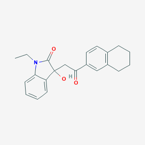 molecular formula C22H23NO3 B509859 1-ethyl-3-hydroxy-3-[2-oxo-2-(5,6,7,8-tetrahydro-2-naphthalenyl)ethyl]-1,3-dihydro-2H-indol-2-one CAS No. 421578-91-8