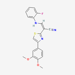 (2Z)-2-[4-(3,4-Dimethoxyphenyl)-1,3-thiazol-2-YL]-3-[(2-fluorophenyl)amino]prop-2-enenitrile