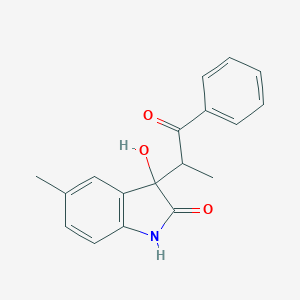 molecular formula C18H17NO3 B509860 3-hydroxy-5-methyl-3-(1-methyl-2-oxo-2-phenylethyl)-1,3-dihydro-2H-indol-2-one CAS No. 385420-47-3