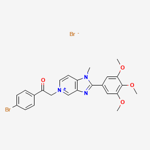 1-(4-Bromophenyl)-2-[1-methyl-2-(3,4,5-trimethoxyphenyl)imidazo[4,5-c]pyridin-5-ium-5-yl]ethanone;bromide