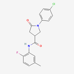 molecular formula C18H16ClFN2O2 B5098726 1-(4-chlorophenyl)-N-(2-fluoro-5-methylphenyl)-5-oxo-3-pyrrolidinecarboxamide 