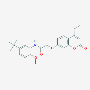 molecular formula C25H29NO5 B5098878 N-(5-tert-butyl-2-methoxyphenyl)-2-[(4-ethyl-8-methyl-2-oxo-2H-chromen-7-yl)oxy]acetamide 