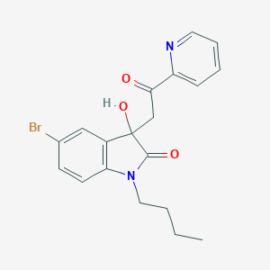 molecular formula C19H19BrN2O3 B509888 5-bromo-1-butyl-3-hydroxy-3-[2-oxo-2-(pyridin-2-yl)ethyl]-1,3-dihydro-2H-indol-2-one CAS No. 688040-20-2