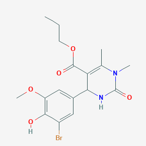 propyl 4-(3-bromo-4-hydroxy-5-methoxyphenyl)-1,6-dimethyl-2-oxo-1,2,3,4-tetrahydro-5-pyrimidinecarboxylate