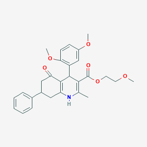 2-methoxyethyl 4-(2,5-dimethoxyphenyl)-2-methyl-5-oxo-7-phenyl-1,4,5,6,7,8-hexahydro-3-quinolinecarboxylate