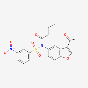 N-(3-Acetyl-2-methyl-1-benzofuran-5-YL)-N-(3-nitrobenzenesulfonyl)butanamide