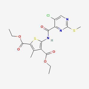 molecular formula C17H18ClN3O5S2 B5098967 diethyl 5-({[5-chloro-2-(methylthio)-4-pyrimidinyl]carbonyl}amino)-3-methyl-2,4-thiophenedicarboxylate 