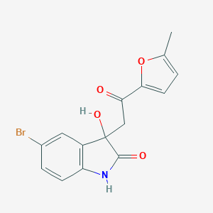 molecular formula C15H12BrNO4 B509908 5-bromo-3-hydroxy-3-[2-(5-methylfuran-2-yl)-2-oxoethyl]-1,3-dihydro-2H-indol-2-one CAS No. 439091-86-8