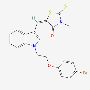 (5E)-5-[[1-[2-(4-bromophenoxy)ethyl]indol-3-yl]methylidene]-3-methyl-2-sulfanylidene-1,3-thiazolidin-4-one