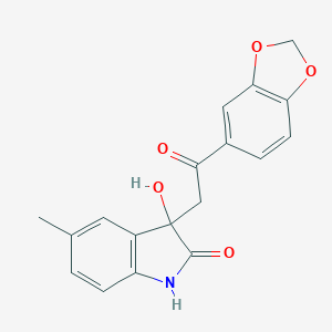 molecular formula C18H15NO5 B509914 3-[2-(1,3-benzodioxol-5-yl)-2-oxoethyl]-3-hydroxy-5-methyl-1,3-dihydro-2H-indol-2-one CAS No. 632293-20-0