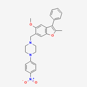 molecular formula C27H27N3O4 B5099210 1-[(5-methoxy-2-methyl-3-phenyl-1-benzofuran-6-yl)methyl]-4-(4-nitrophenyl)piperazine 