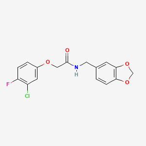 molecular formula C16H13ClFNO4 B5099261 N-(1,3-benzodioxol-5-ylmethyl)-2-(3-chloro-4-fluorophenoxy)acetamide 