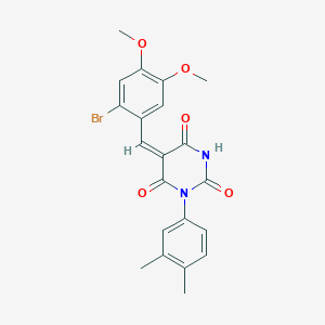 molecular formula C21H19BrN2O5 B5099282 5-(2-bromo-4,5-dimethoxybenzylidene)-1-(3,4-dimethylphenyl)-2,4,6(1H,3H,5H)-pyrimidinetrione 