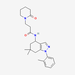 N-[6,6-dimethyl-1-(2-methylphenyl)-4,5,6,7-tetrahydro-1H-indazol-4-yl]-3-(2-oxo-1-piperidinyl)propanamide