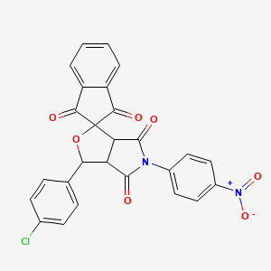 3-(4-chlorophenyl)-5-(4-nitrophenyl)-3a,6a-dihydrospiro[furo[3,4-c]pyrrole-1,2'-indene]-1',3',4,6(3H,5H)-tetrone