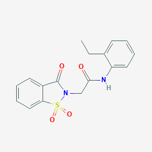 molecular formula C17H16N2O4S B509933 2-(1,1-二氧化-3-氧代-1,2-苯并异噻唑-2(3H)-基)-N-(2-乙基苯基)乙酰胺 CAS No. 663169-01-5