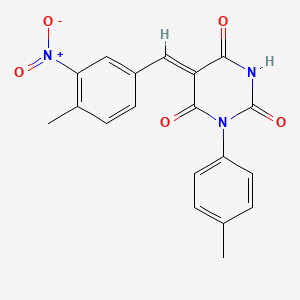 molecular formula C19H15N3O5 B5099339 5-(4-methyl-3-nitrobenzylidene)-1-(4-methylphenyl)-2,4,6(1H,3H,5H)-pyrimidinetrione 