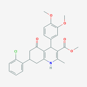 molecular formula C26H26ClNO5 B5099448 methyl 7-(2-chlorophenyl)-4-(3,4-dimethoxyphenyl)-2-methyl-5-oxo-1,4,5,6,7,8-hexahydro-3-quinolinecarboxylate 