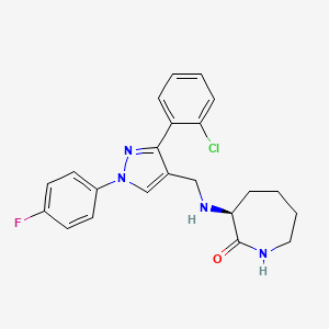 (3S)-3-({[3-(2-chlorophenyl)-1-(4-fluorophenyl)-1H-pyrazol-4-yl]methyl}amino)-2-azepanone