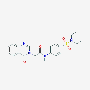 molecular formula C20H22N4O4S B509949 N-{4-[(diethylamino)sulfonyl]phenyl}-2-(4-oxo-3(4H)-quinazolinyl)acetamide CAS No. 702648-77-9