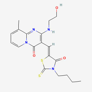 (5Z)-3-BUTYL-5-({2-[(2-HYDROXYETHYL)AMINO]-9-METHYL-4-OXO-4H-PYRIDO[1,2-A]PYRIMIDIN-3-YL}METHYLIDENE)-2-SULFANYLIDENE-1,3-THIAZOLIDIN-4-ONE