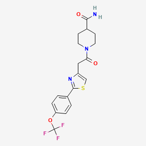 molecular formula C18H18F3N3O3S B5099636 1-({2-[4-(trifluoromethoxy)phenyl]-1,3-thiazol-4-yl}acetyl)-4-piperidinecarboxamide 