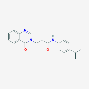 molecular formula C20H21N3O2 B509964 3-(4-oxoquinazolin-3(4H)-yl)-N-[4-(propan-2-yl)phenyl]propanamide CAS No. 830354-39-7