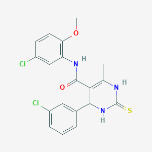 molecular formula C19H17Cl2N3O2S B5099690 N-(5-chloro-2-methoxyphenyl)-4-(3-chlorophenyl)-6-methyl-2-thioxo-1,2,3,4-tetrahydro-5-pyrimidinecarboxamide 