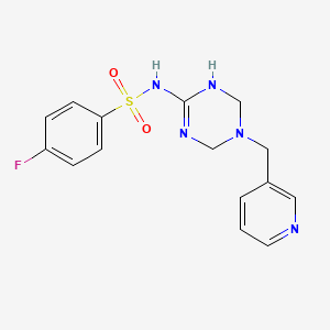 4-fluoro-N-[5-(3-pyridinylmethyl)-1,4,5,6-tetrahydro-1,3,5-triazin-2-yl]benzenesulfonamide