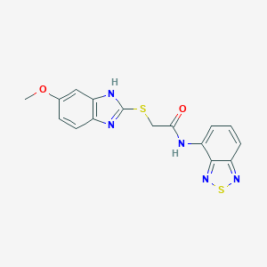 molecular formula C16H13N5O2S2 B509979 N-(2,1,3-benzothiadiazol-4-yl)-2-[(5-methoxy-1H-benzimidazol-2-yl)sulfanyl]acetamide CAS No. 919450-27-4