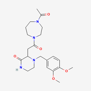 molecular formula C22H32N4O5 B5099805 3-[2-(4-acetyl-1,4-diazepan-1-yl)-2-oxoethyl]-4-(3,4-dimethoxybenzyl)-2-piperazinone 