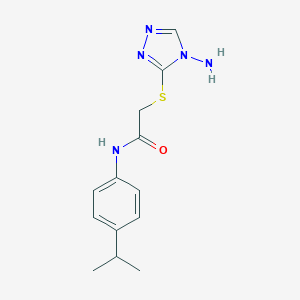 molecular formula C13H17N5OS B509987 2-[(4-amino-4H-1,2,4-triazol-3-yl)sulfanyl]-N-(4-isopropylphenyl)acetamide CAS No. 917219-82-0