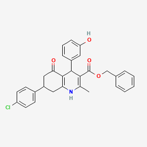 molecular formula C30H26ClNO4 B5099880 benzyl 7-(4-chlorophenyl)-4-(3-hydroxyphenyl)-2-methyl-5-oxo-1,4,5,6,7,8-hexahydro-3-quinolinecarboxylate 