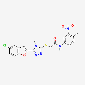 molecular formula C20H16ClN5O4S B5099894 2-{[5-(5-chloro-1-benzofuran-2-yl)-4-methyl-4H-1,2,4-triazol-3-yl]thio}-N-(4-methyl-3-nitrophenyl)acetamide 