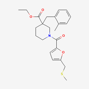 ethyl 3-(2-methylbenzyl)-1-{5-[(methylthio)methyl]-2-furoyl}-3-piperidinecarboxylate