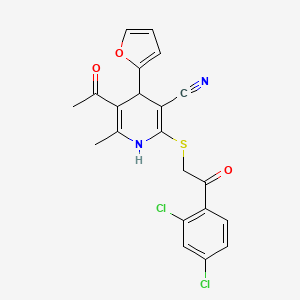 molecular formula C21H16Cl2N2O3S B5100114 5-acetyl-2-{[2-(2,4-dichlorophenyl)-2-oxoethyl]thio}-4-(2-furyl)-6-methyl-1,4-dihydro-3-pyridinecarbonitrile 