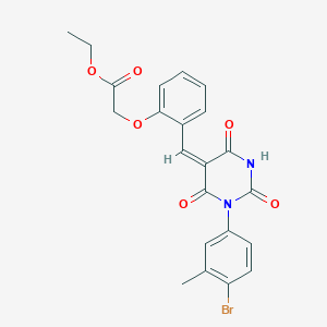 molecular formula C22H19BrN2O6 B5100120 ethyl (2-{[1-(4-bromo-3-methylphenyl)-2,4,6-trioxotetrahydro-5(2H)-pyrimidinylidene]methyl}phenoxy)acetate 