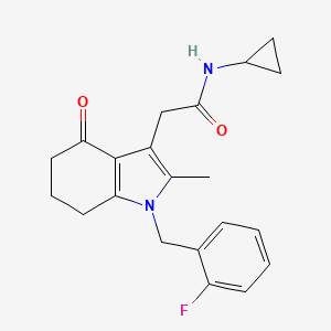 molecular formula C21H23FN2O2 B5100230 N-cyclopropyl-2-[1-(2-fluorobenzyl)-2-methyl-4-oxo-4,5,6,7-tetrahydro-1H-indol-3-yl]acetamide 