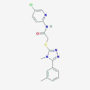 molecular formula C17H16ClN5OS B510025 N-(5-chloropyridin-2-yl)-2-{[4-methyl-5-(3-methylphenyl)-4H-1,2,4-triazol-3-yl]sulfanyl}acetamide CAS No. 745029-20-3