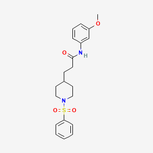 molecular formula C21H26N2O4S B5100260 N-(3-methoxyphenyl)-3-[1-(phenylsulfonyl)-4-piperidinyl]propanamide 