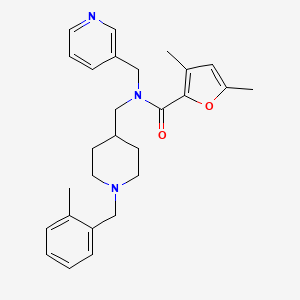 molecular formula C27H33N3O2 B5100305 3,5-dimethyl-N-{[1-(2-methylbenzyl)-4-piperidinyl]methyl}-N-(3-pyridinylmethyl)-2-furamide 