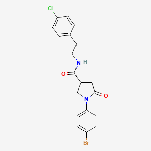 molecular formula C19H18BrClN2O2 B5100342 1-(4-bromophenyl)-N-[2-(4-chlorophenyl)ethyl]-5-oxo-3-pyrrolidinecarboxamide 