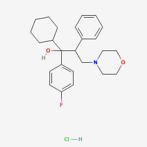 molecular formula C25H33ClFNO2 B5100380 1-cyclohexyl-1-(4-fluorophenyl)-3-(4-morpholinyl)-2-phenyl-1-propanol hydrochloride 