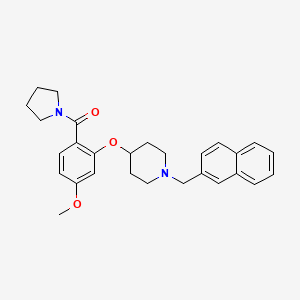 molecular formula C28H32N2O3 B5100403 4-[5-methoxy-2-(1-pyrrolidinylcarbonyl)phenoxy]-1-(2-naphthylmethyl)piperidine 